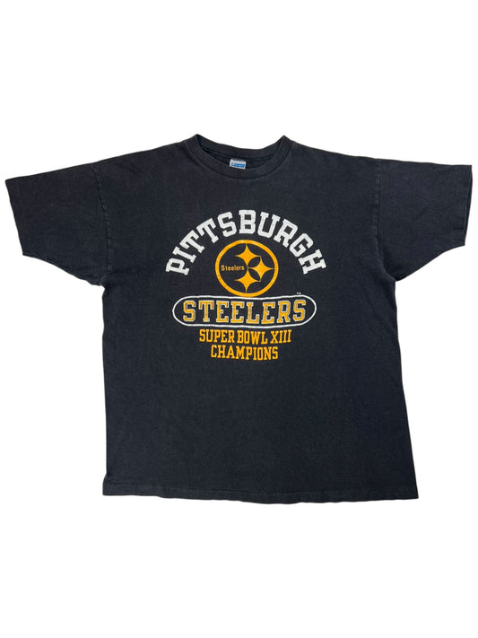 Vintage 1979 Champion blue bar Pittsburgh Steelers Super Bowl champs tee (L)
