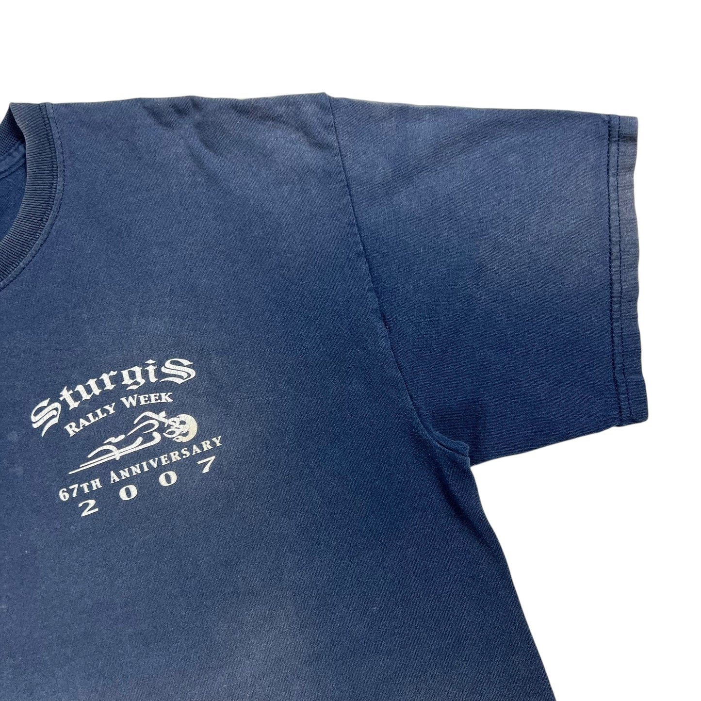 Vintage 2007 Black Hills Sturgis Biker rally faded tee (L)