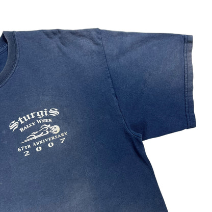 Vintage 2007 Black Hills Sturgis Biker rally faded tee (L)