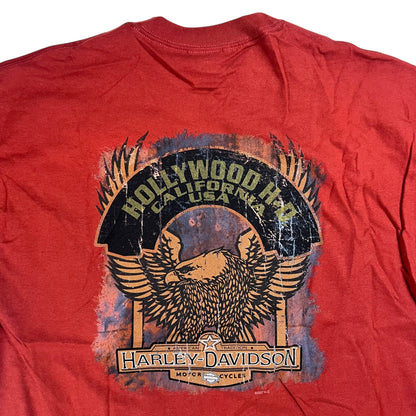 2008 Harley Davidson Motorcycles flames Hollywood California tee (L) DS NWT