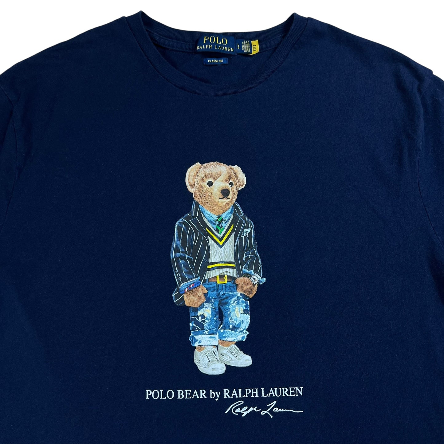 Y2K Polo Ralph Lauren Polo Bear navy tee (L)