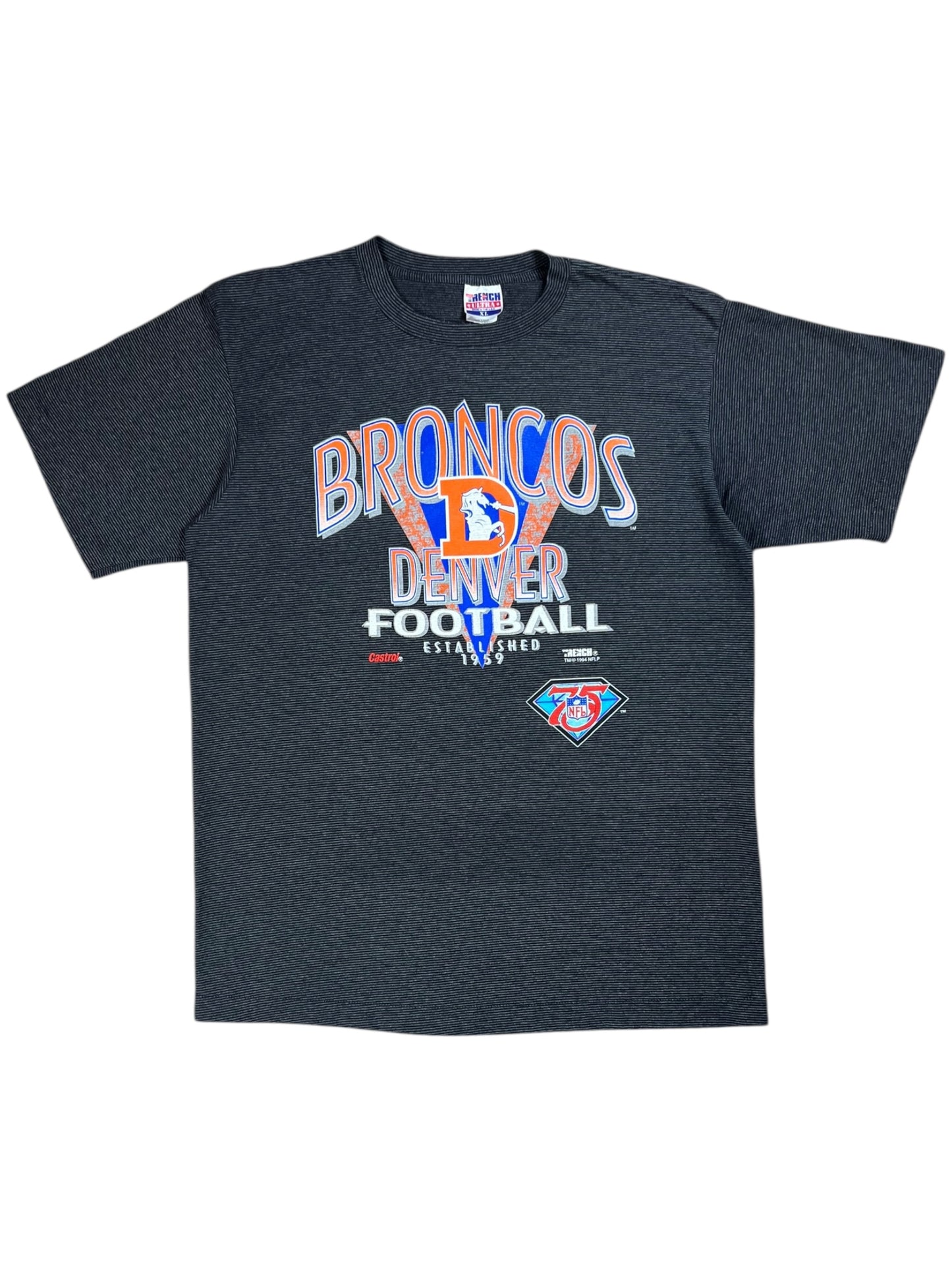 Vintage 1994 Trench Denver Broncos NFL 75th anniversary striped tee (XL)