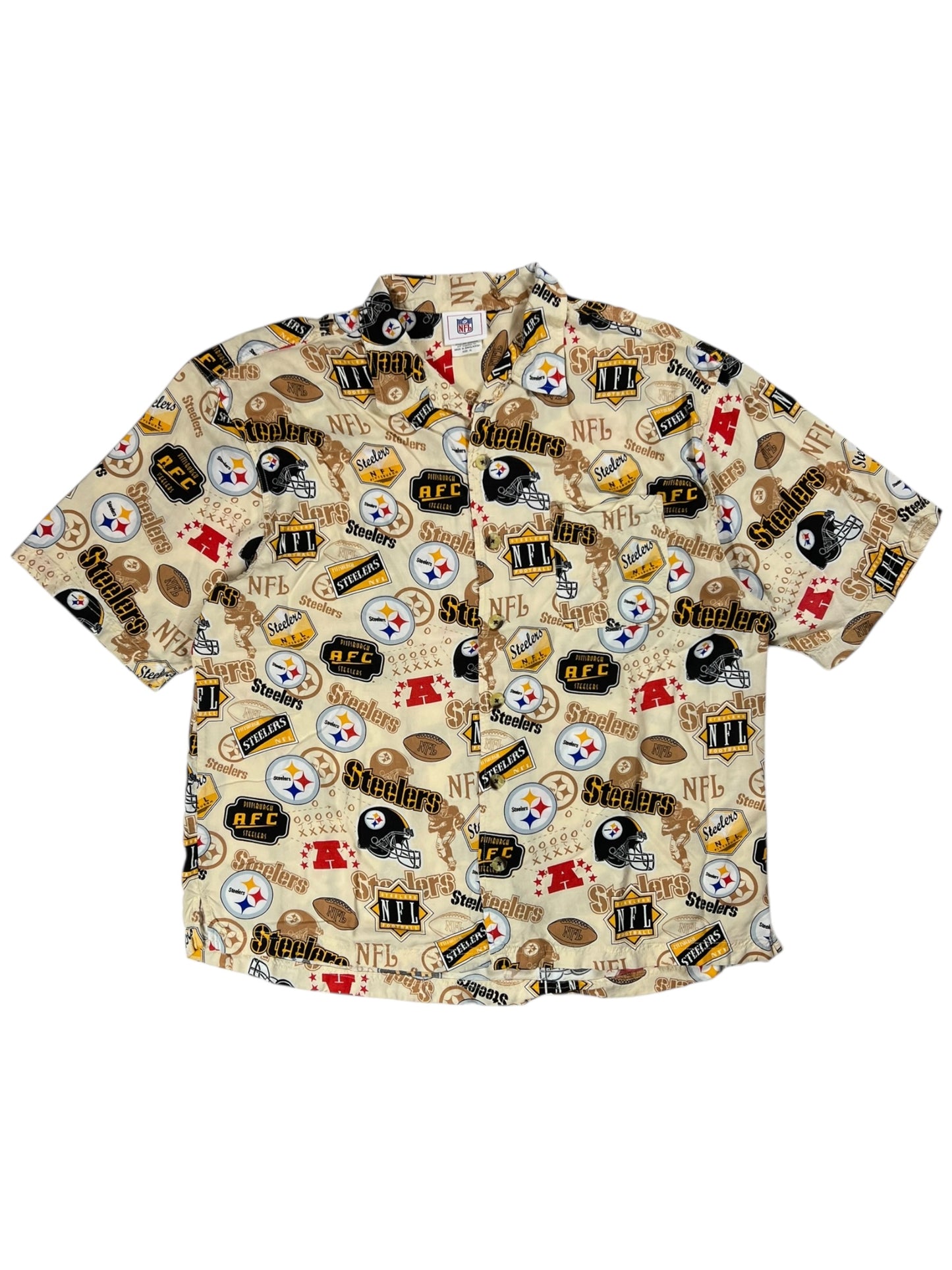 Vintage Y2K Pittsburgh Steelers all over print Hawaiian shirt (XL)