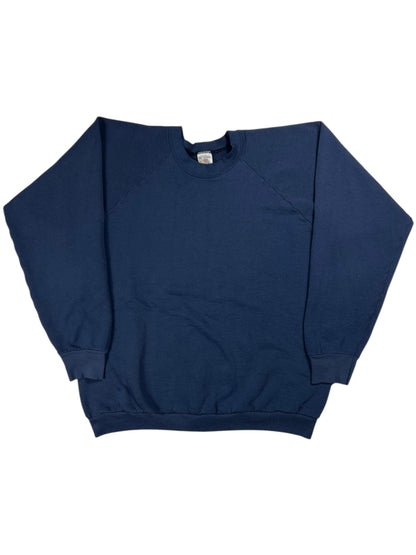 Vintage 80s Fruit of the loom faded navy blank crewneck (L)