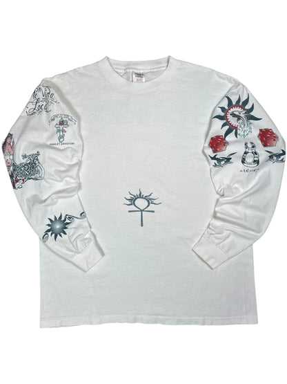 Vintage 90s Dennis Rodman Tattoos all over long sleeve print shirt (XL)