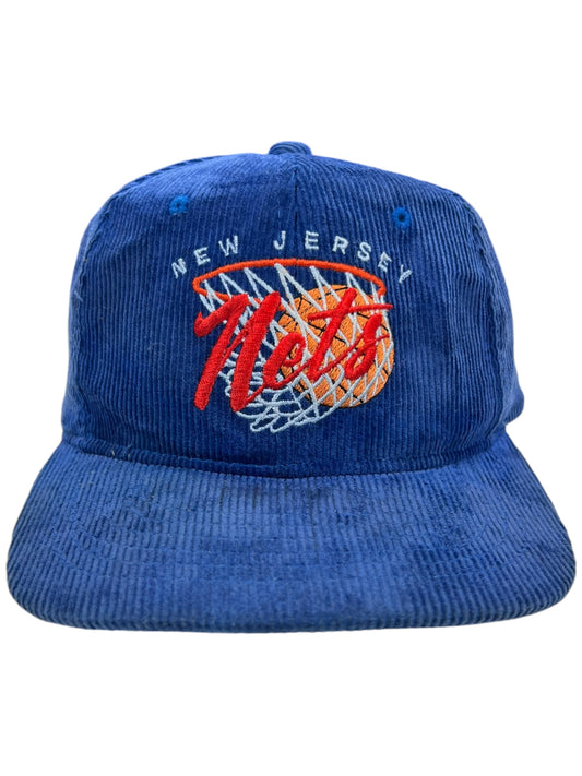 Vintage 90s New Jersey Nets Drew Pearson Corduroy SnapBack