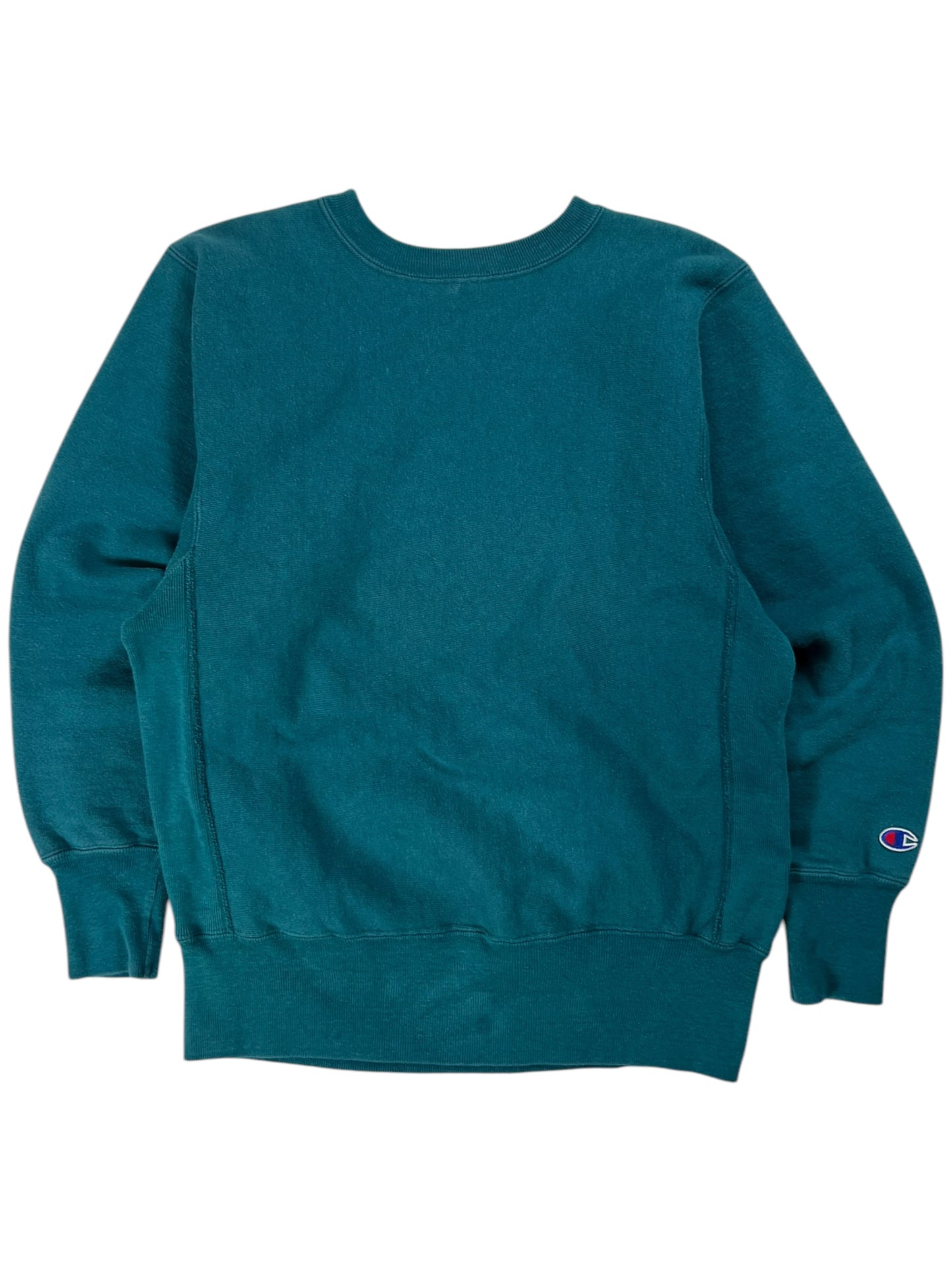 Vintage 90s Champion Reverse Weave blank teal crewneck (S)