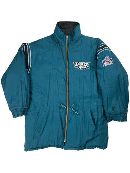 Vintage 90s Pro Player Philadelphia Eagles reversible trench coat (L)