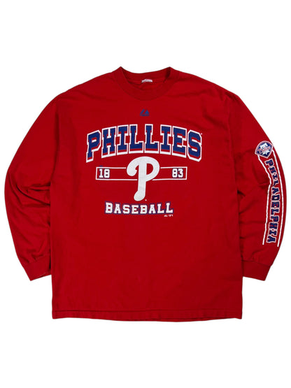 Vintage Y2K Majestic Philadelphia Phillies long sleeve print shirt (XL)