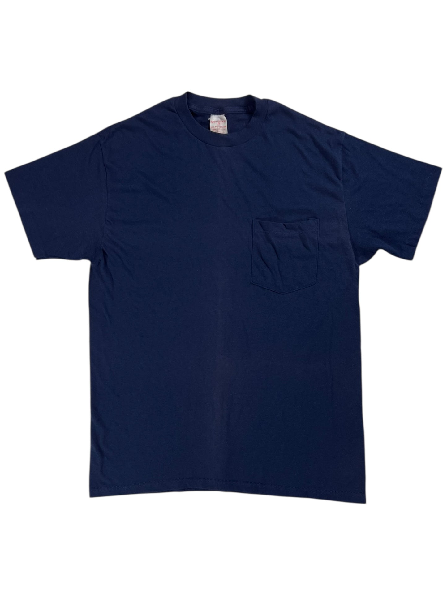 Vintage 80s Sportswear navy blue worn pocket tee (M)