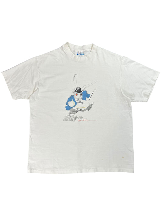 Vintage 80s Ralph Steadman The White Rabbit Alice In Wonderland art tee (L)