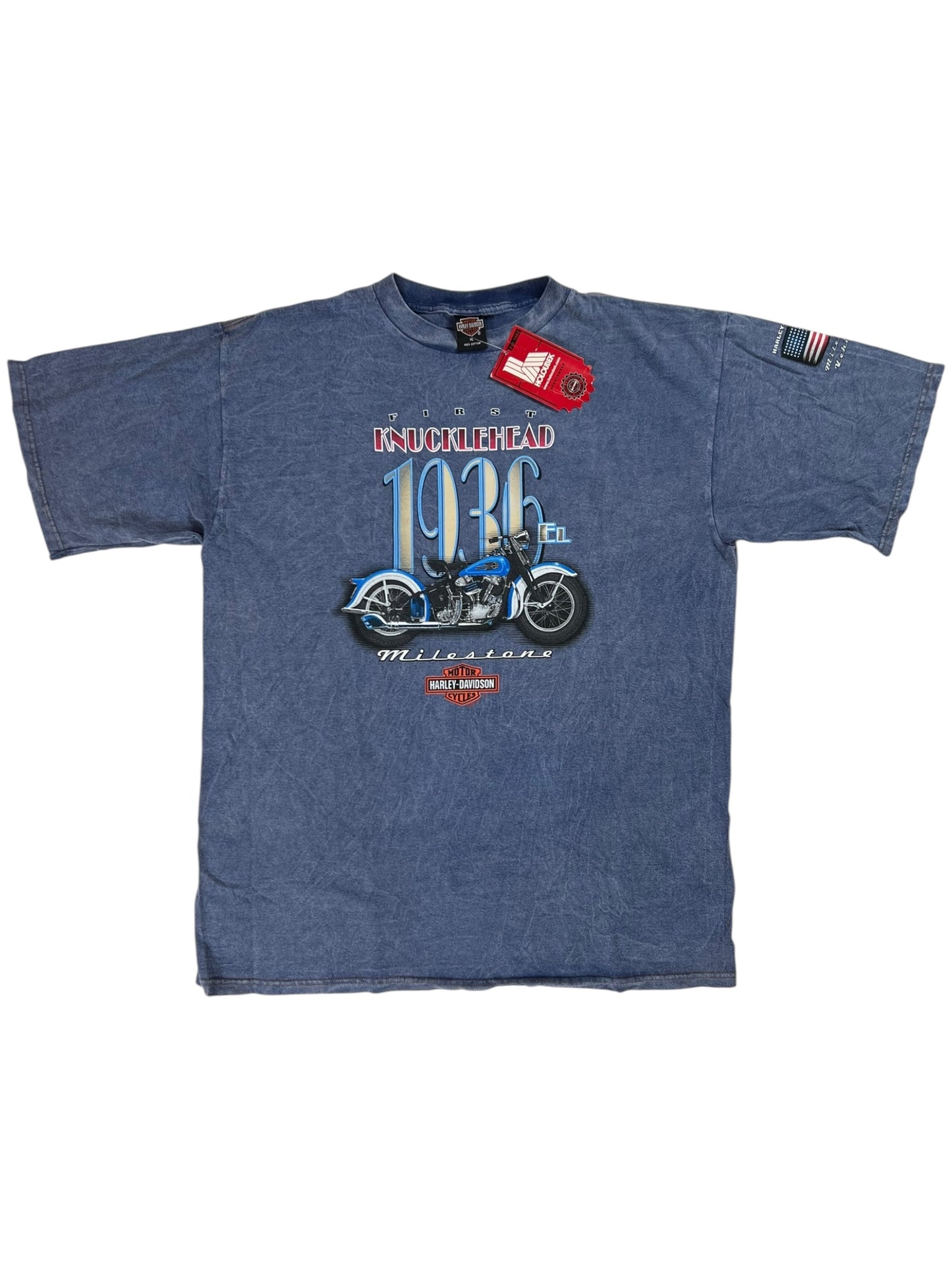 Vintage 2001 Harley Davidson Motorcycles Knucklehead acid wash tee (XL) DS NWT