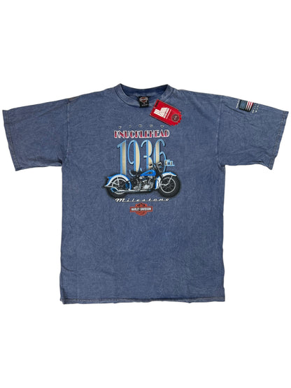 Vintage 2001 Harley Davidson Motorcycles Knucklehead acid wash tee (XL) DS NWT