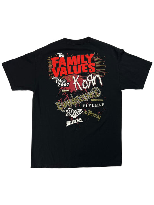 Vintage 2007 Family Values Tour Korn Evanescence band tee (L)