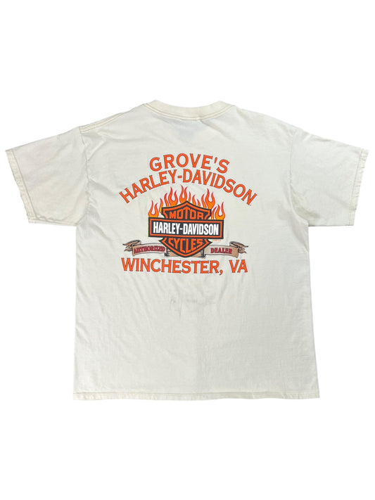 Vintage 1998 Harley Davidson flames pocket tee (XL)