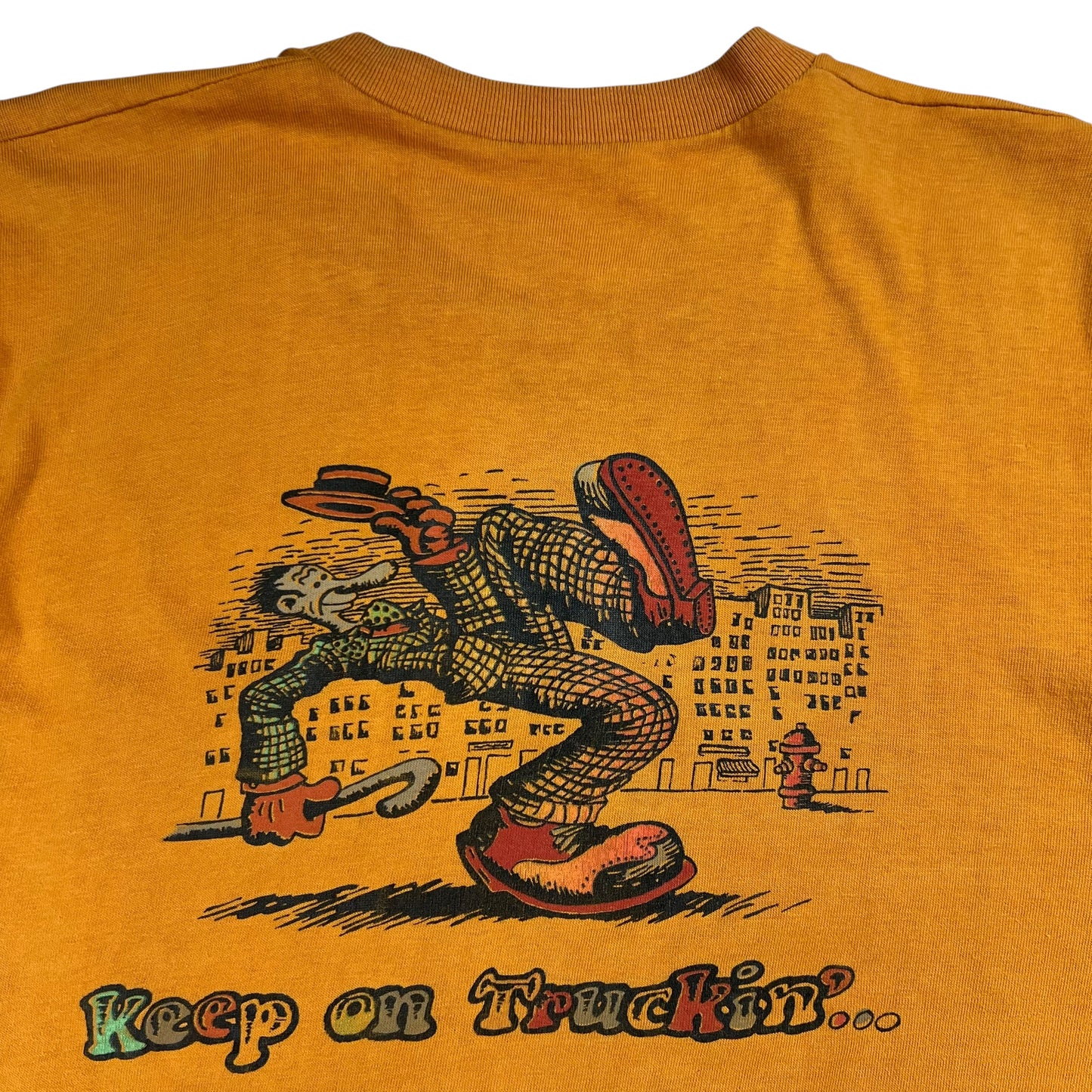 Vintage 1970s Keep On Truckin’ Robert Crumb art selvage pocket tee (M)