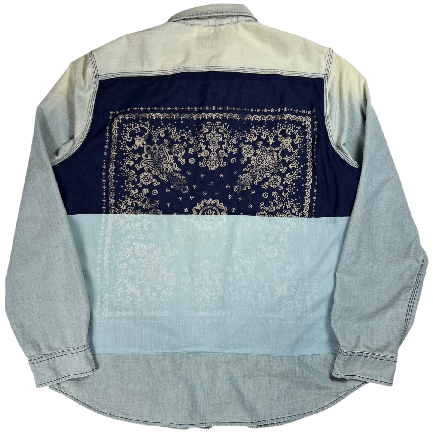 Y2K Ralph Lauren Denim & Supply faded denim bandana button up shirt (XL)