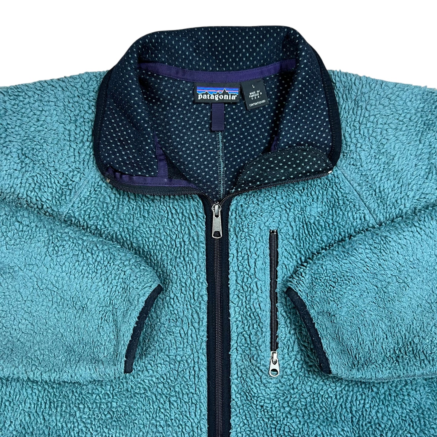 Vintage 1996 Patagonia Deep Pile Retro Cardigan Green fleece jacket (L)
