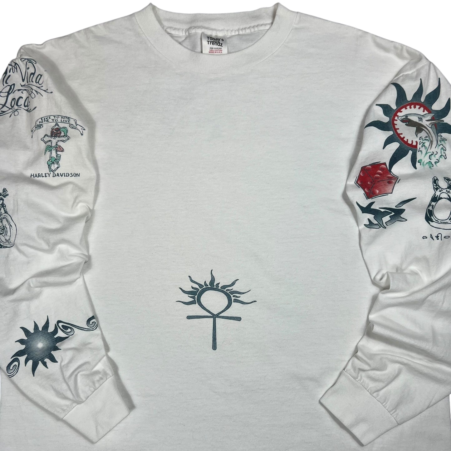 Vintage 90s Dennis Rodman Tattoos all over long sleeve print shirt (XL)