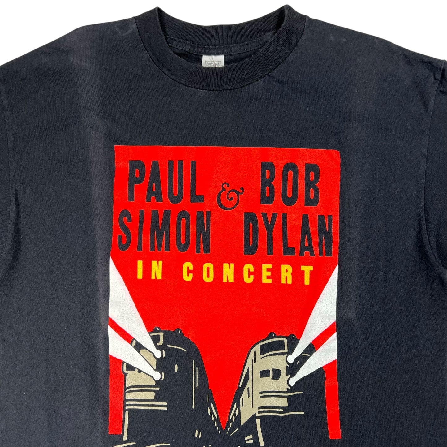 Vintage 1999 GIANT Paul Simon & Bob Dylan tour faded tee (L)