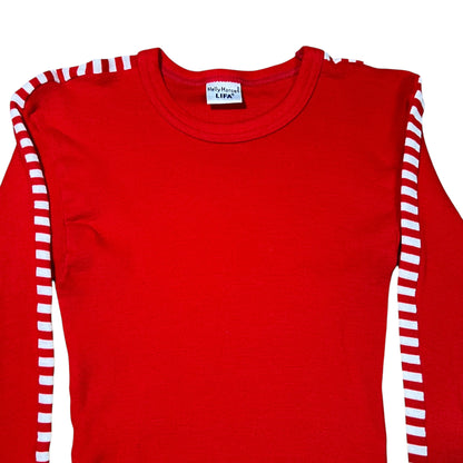 Vintage 80s Helly Hansen red checkered sleeve print long sleeve thermal shirt (S)