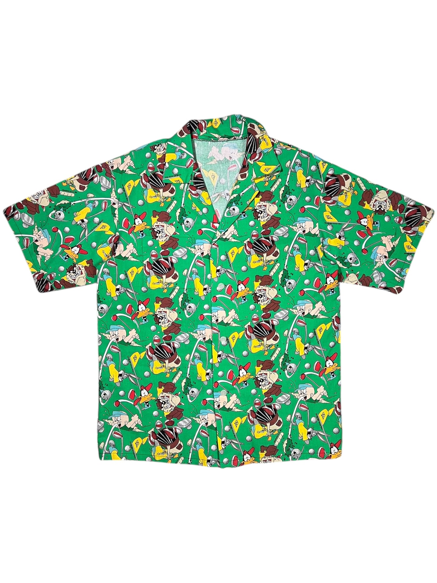 Vintage 1994 Looney Tunes Golf all over print Hawaiian shirt (L)