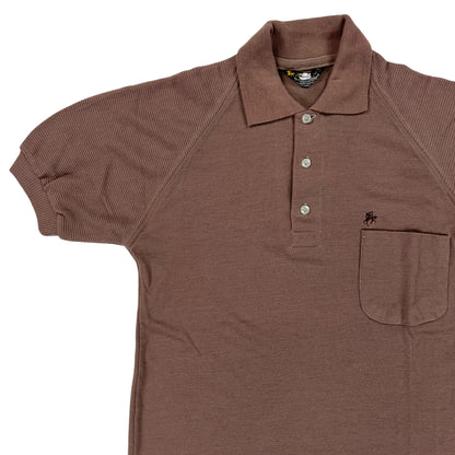 Vintage 70s orlon acrylic brown polo shirt (S)