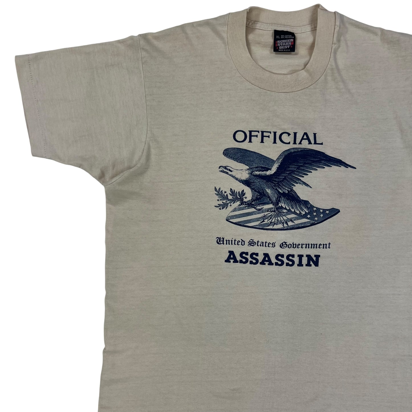 Vintage 80s Bald Eagle Official United States Government Assassin tee (L)