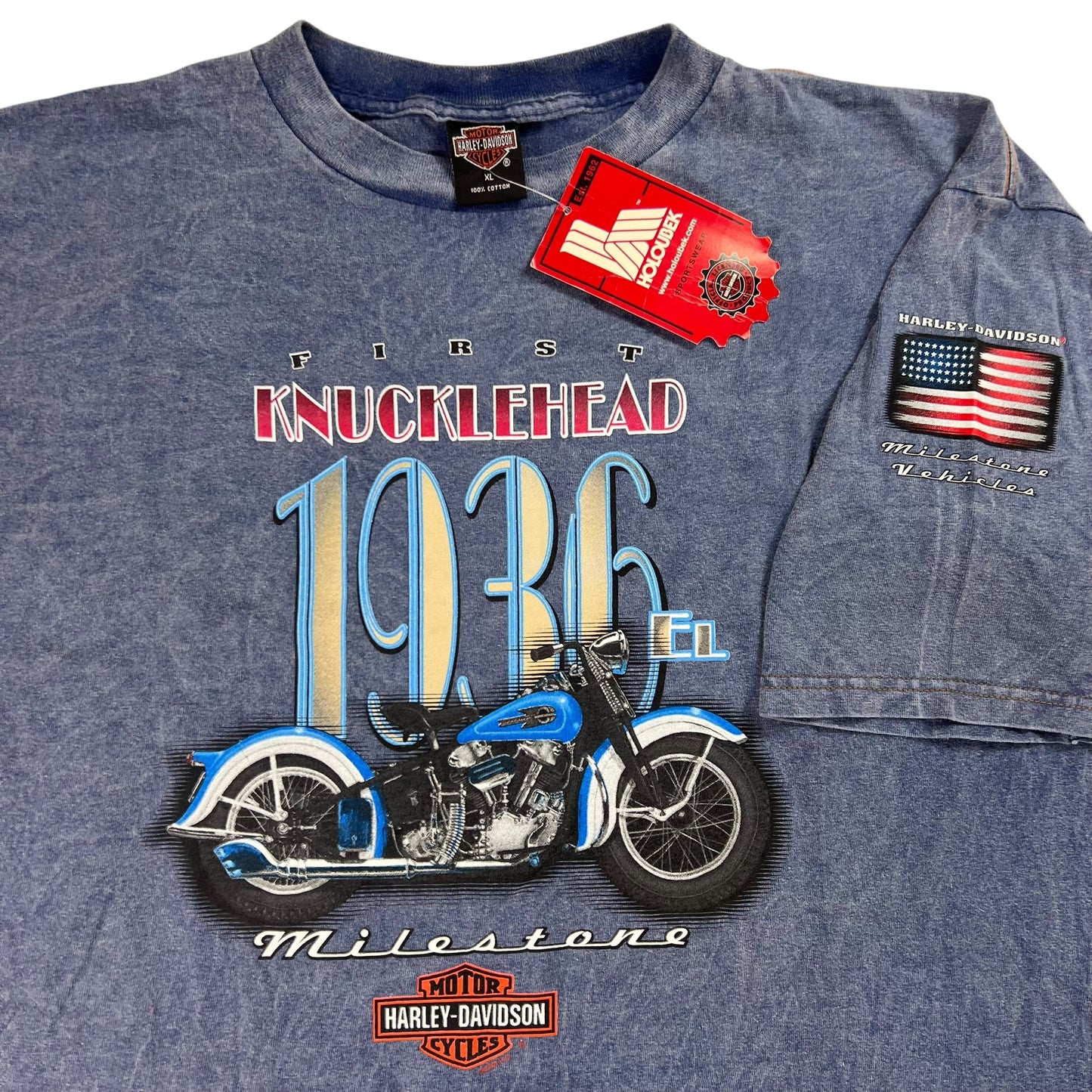 Vintage 2001 Harley Davidson Motorcycles Knucklehead acid wash tee (XL) DS NWT