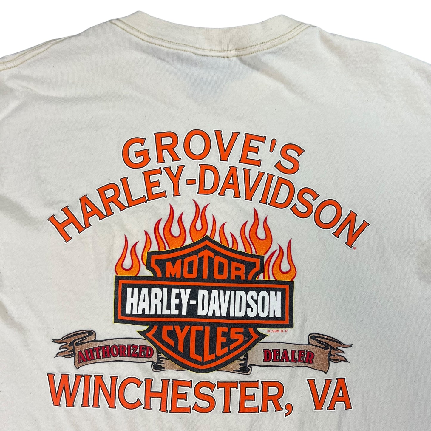 Vintage 1998 Harley Davidson flames pocket tee (XL)