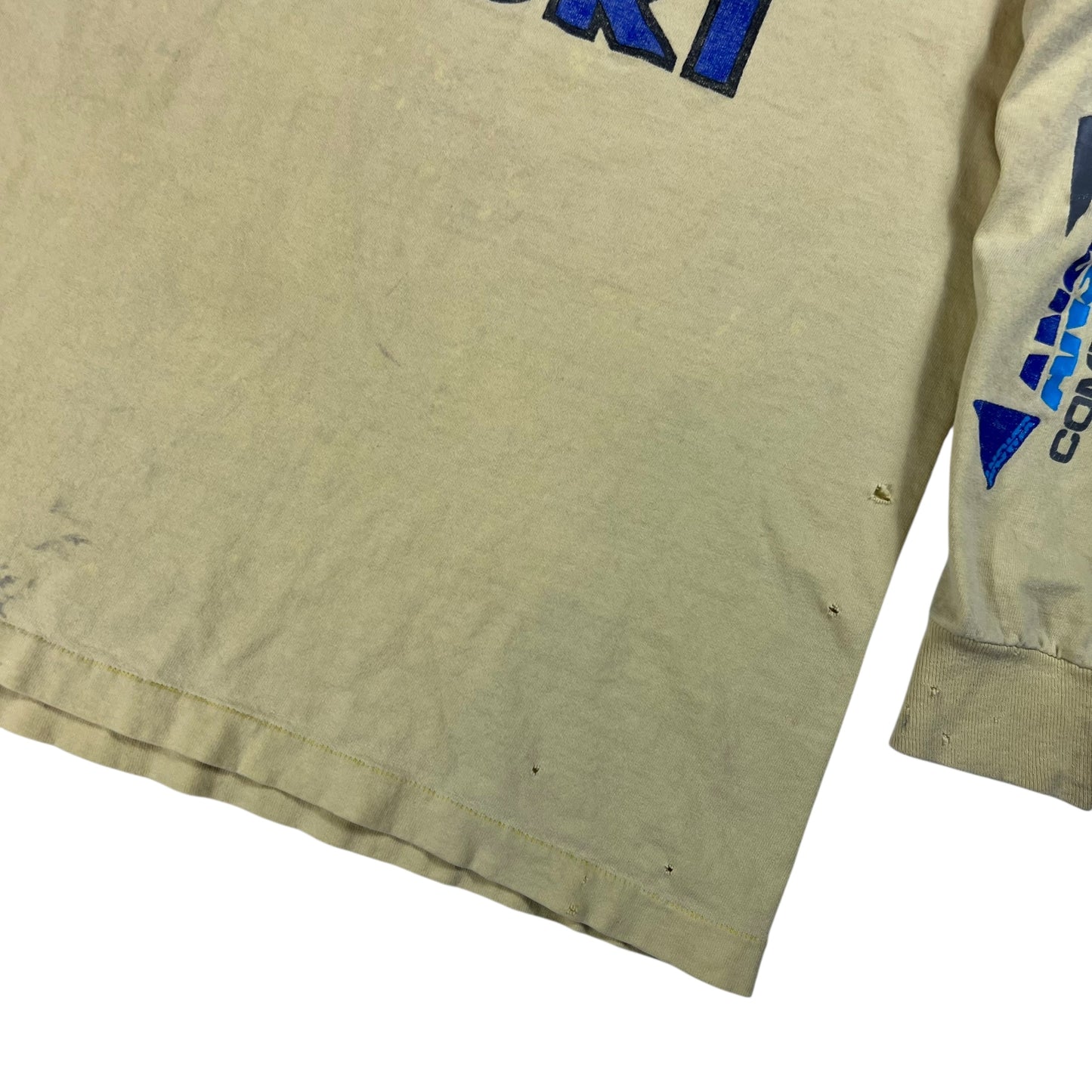Vintage 80s Suzuki Answer RM distressed long sleeve print shirt (M)
