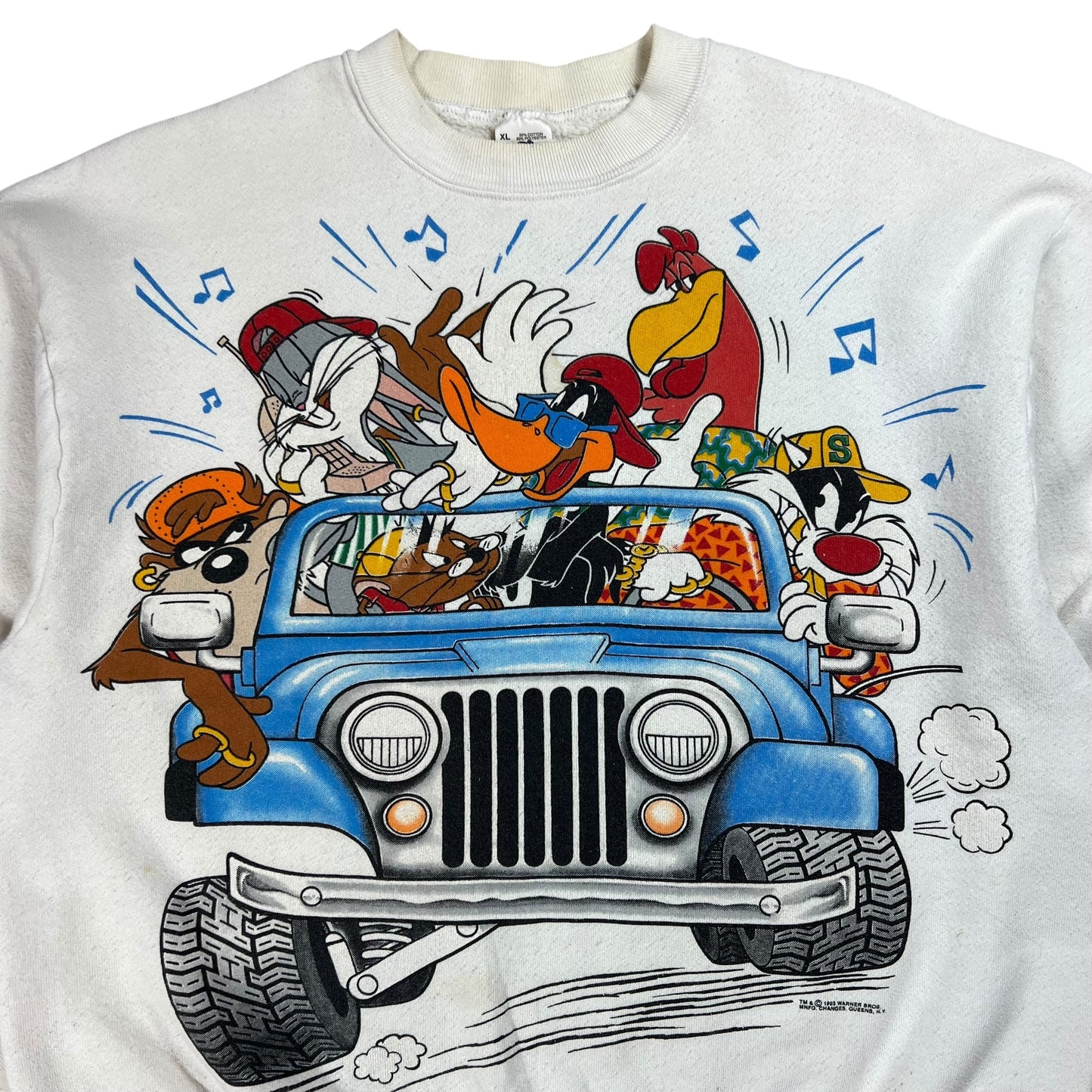 Vintage 1993 Looney Tunes Jeep Wrangler Break Through crewneck (L)