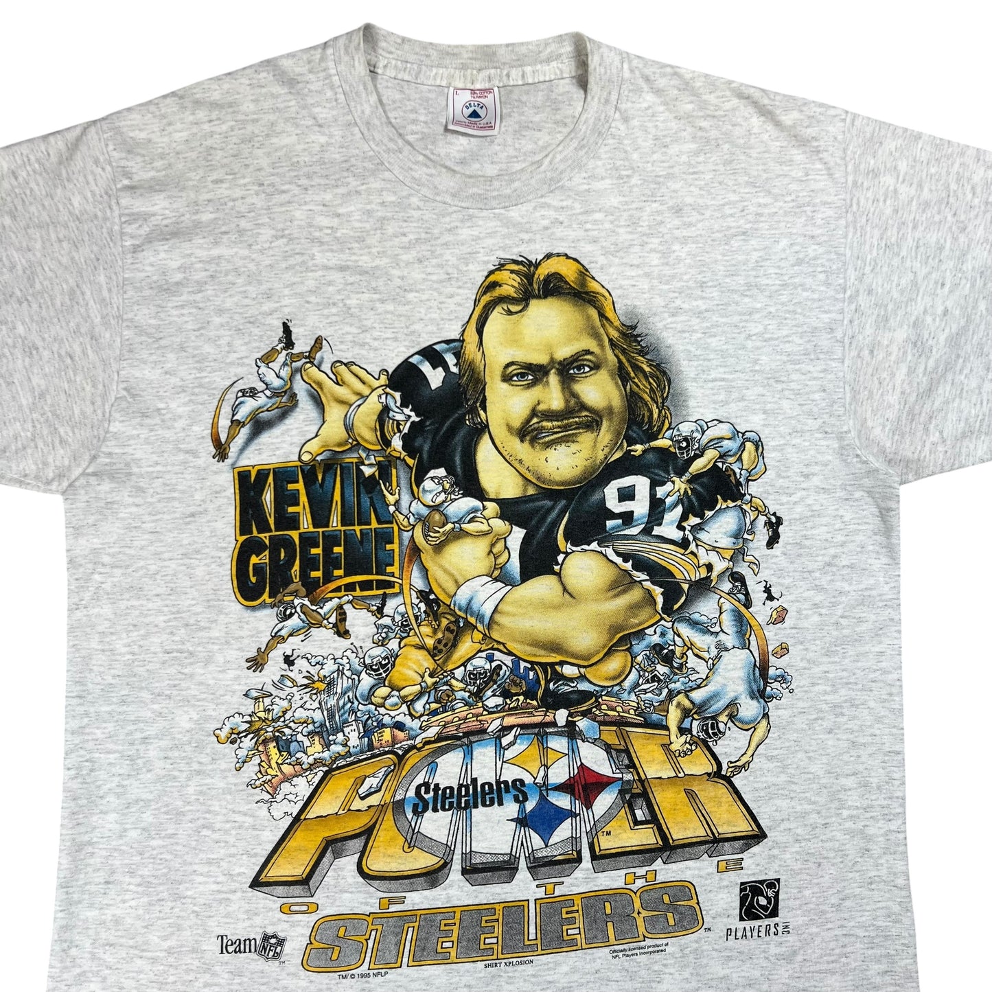 Vintage 1995 Shirt Xplosion Pittsburgh Steelers Kevin Greene caricature tee (L)