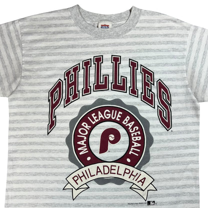 Vintage 1991 Philadelphia Phillies old logo striped tee (L)