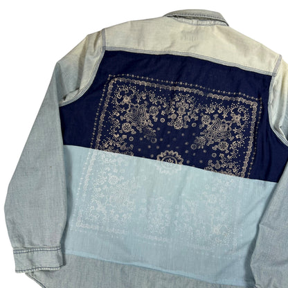 Y2K Ralph Lauren Denim & Supply faded denim bandana button up shirt (XL)