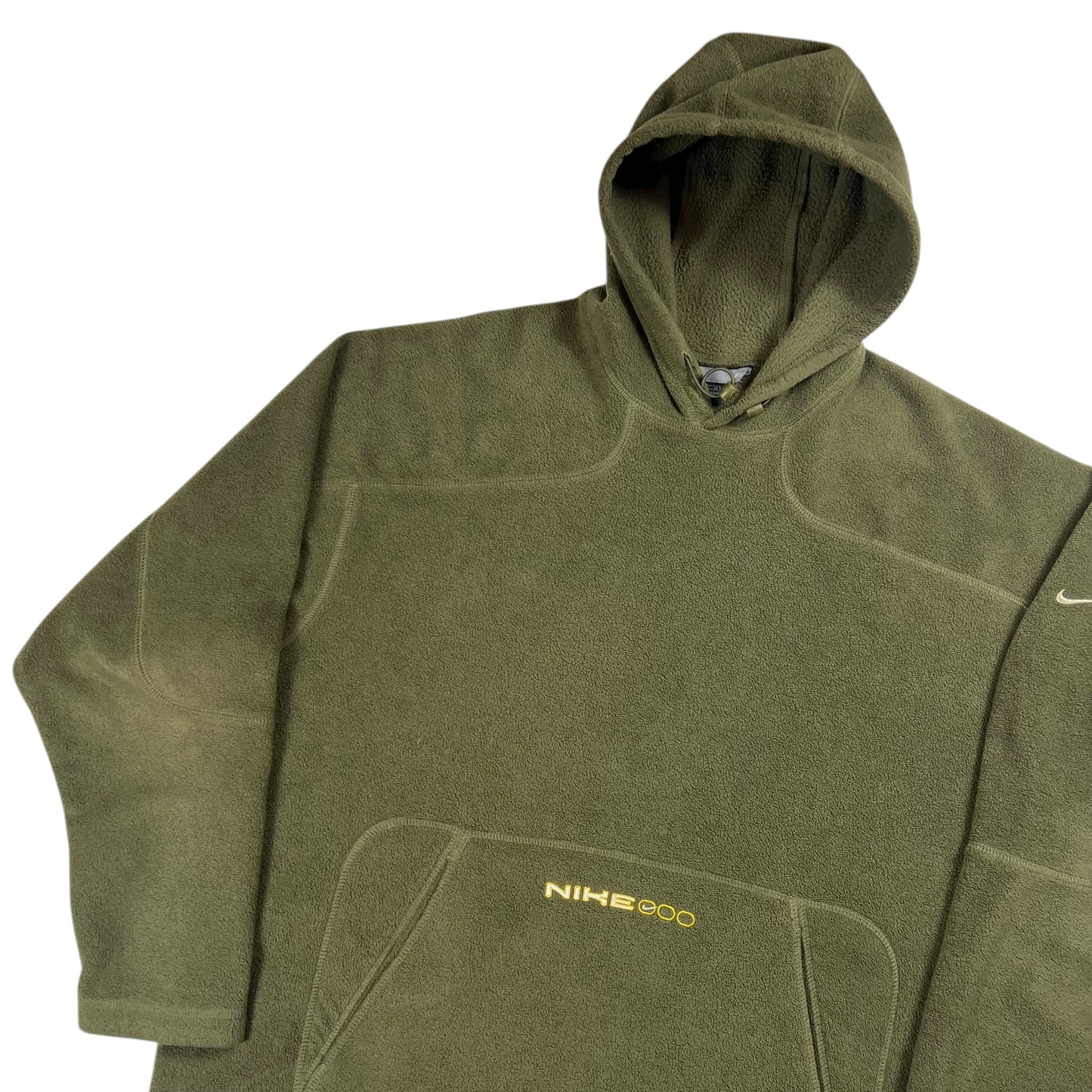 Vintage Y2K Nike mini spellout olive green fleece hoodie (XL)
