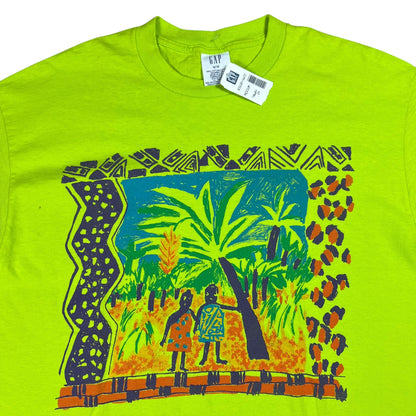 Vintage 90S GAP lime green abstract art tee (L) DS NWT