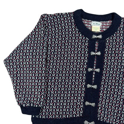 Vintage 90s L.L. Bean mini heart womens cardigan wool sweater (L)