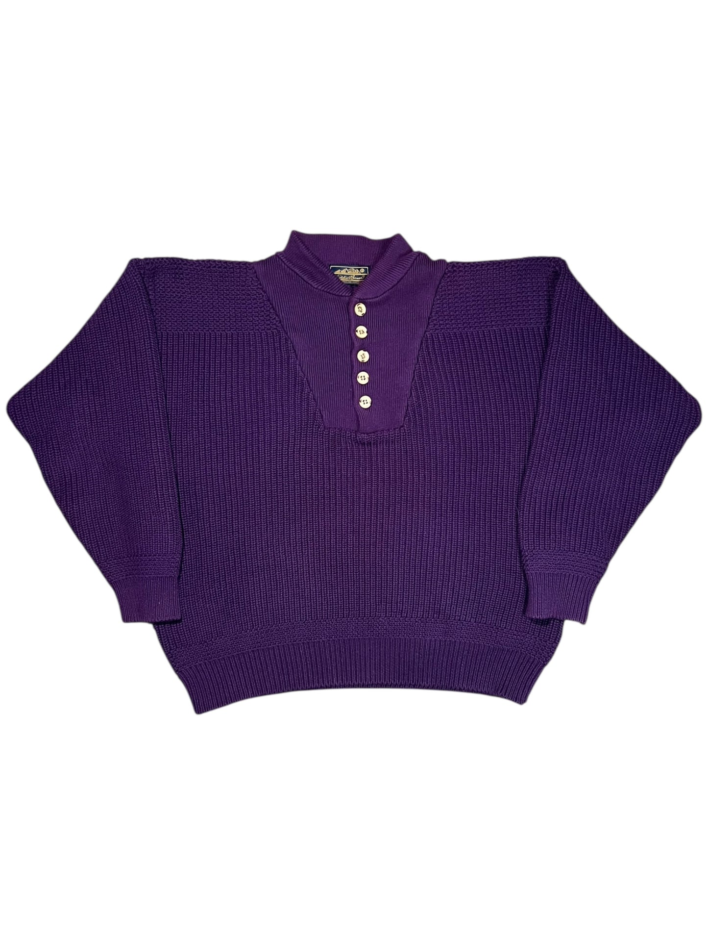 Vintage 90s Eddie Bauer purple knit Henley sweater (L)
