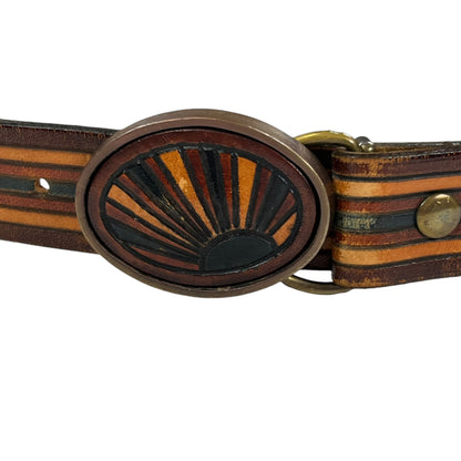 Vintage 70s striped solid brass belt