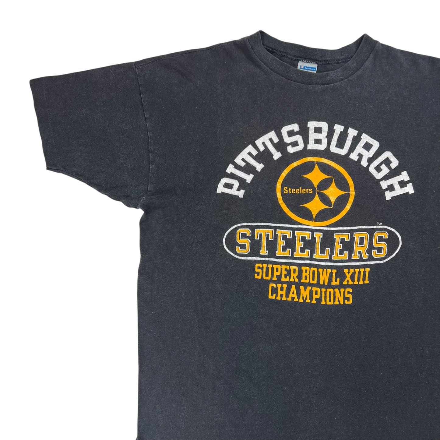 Vintage 1979 Champion blue bar Pittsburgh Steelers Super Bowl champs tee (L)