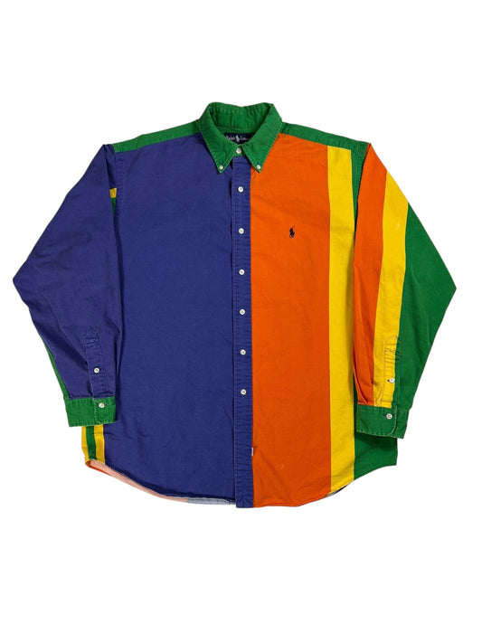 Vintage 90s Polo Ralph Lauren color block button up shirt (L)