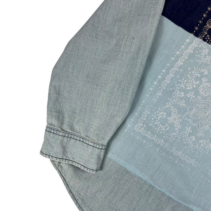 Y2K Ralph Lauren Denim & Supply faded denim bandana button up shirt (XL)