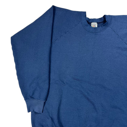 Vintage 80s Fruit of the loom faded navy blank crewneck (L)