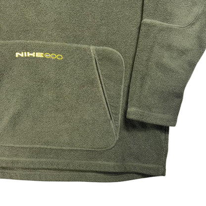 Vintage Y2K Nike mini spellout olive green fleece hoodie (XL)