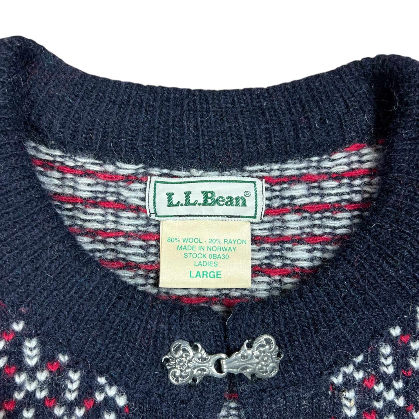 Vintage 90s L.L. Bean mini heart womens cardigan wool sweater (L)