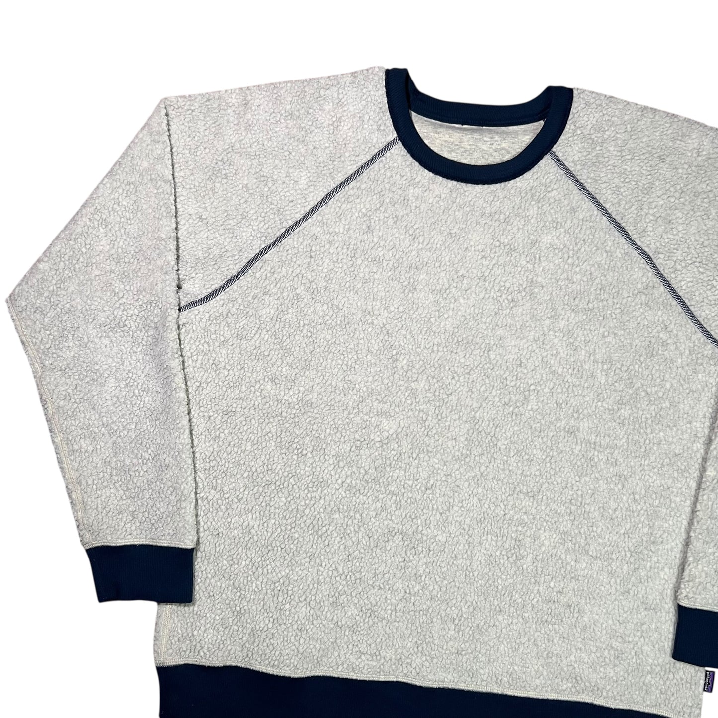 Patagonia reversible shearling deep pile oatmeal fleece crewneck (L)