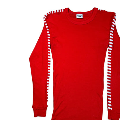 Vintage 80s Helly Hansen red checkered sleeve print long sleeve thermal shirt (S)