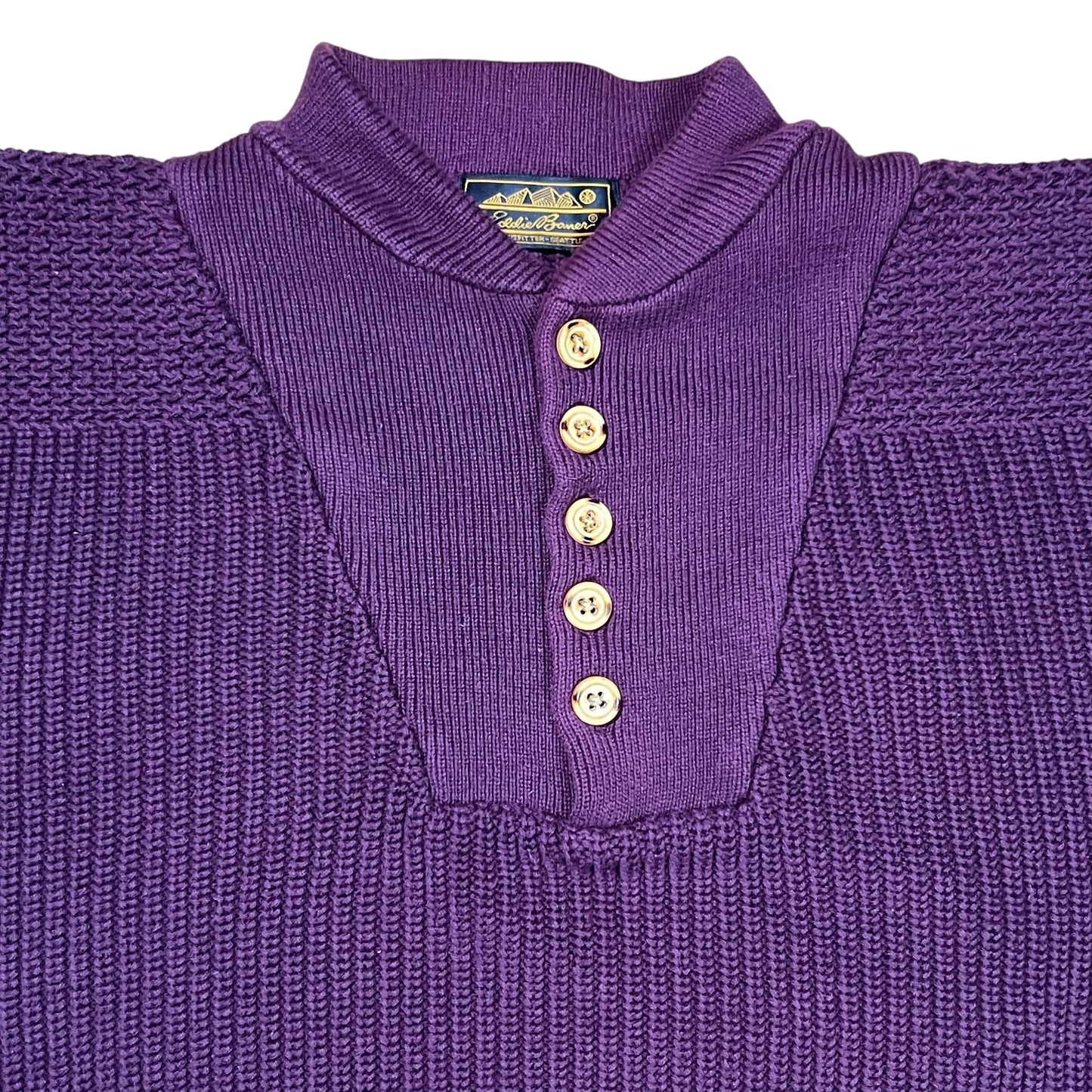 Vintage 90s Eddie Bauer purple knit Henley sweater (L)