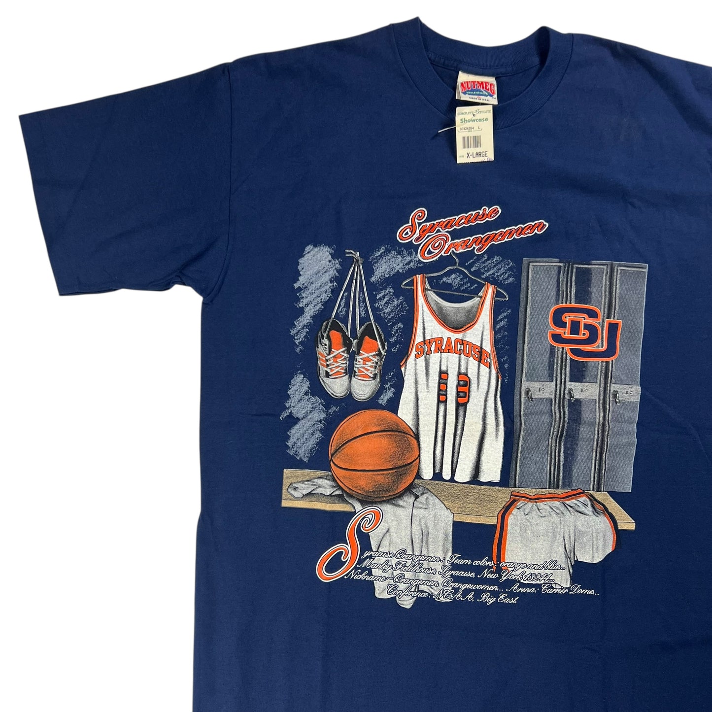 Vintage 90s Nutmeg Syracuse Orangemen basketball tee (XL) DS NWT